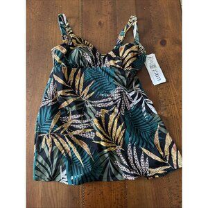 Upstream Ladies One Piece Swimsuit Size 10 NWT Green Floral